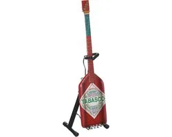 Mini Bass Guitar Replica Collectible - Tabasco Sauce Design