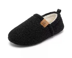 Budino® Teddy Warme Pantoffels - Warme Sloffen - Gevoerde Sloffen - Huissloffen - Dames en Heren - Zwart - Maat 36/37