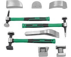 Sensova Ensemble de réparation de bosses automobiles à 9 pièces en acier – Ensemble de réparation de tôlerie manuelle avec marteaux et racloirs – Coffre à outils inclus – Pour voiture, moto et appareils électroménagers