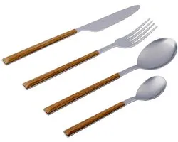 alpina Bestekset Set 16 Stuks - 4 Personen - Delig Zilver-Bruin