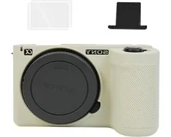 Beschermende Silicone Camera Case voor Sony Alpha ZV-E10 II met Screen Protector en Hot Shoe Accessoires - Beige