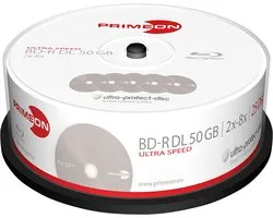 Primeon 2761318 Blu-ray BD-R DL disc 50 GB 25 stuk(s) Spindel Antikras-coating