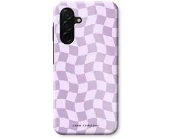 Étui Case Company® - Compatible avec Samsung Galaxy A26 - Violet quadrillé - Étui résistant - Protection maximale sur tous les côtés et les bords de l'écran