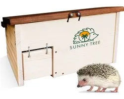 Sunny Tree Maison pour hérisson avec rabat de protection – Maison pour hérisson en bois étanche avec plaque de base et Labyrinth – Mangeoire pour hérisson pour l'extérieur – Protège les hérissons de la pluie et des prédateurs