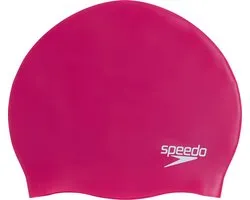 Speedo Plain Moulded Silicone Cap Badmuts Dames en Heren - Voorgevormde Zwemmuts met Ergonomisch 3D Design - Beschermt het Haar tegen Chloor - Minder Weerstand in het Water - Roze - One size