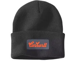 Carhartt Knit -muts met omgeslagen rand en script-patch 107007