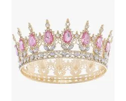 Kroon - Kroon pour dames - Couronne de princesse - Diadème - Tiara doré - couronne de reine en cristal - pour les mariages, couronne d'anniversaire de princesse, couronne diadème, cadeau de la fête des mères