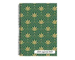 Castelli - Jeka agenda H77 2027 - formaat A5 - ringband - 1 week over 2 pagina's - met wire-o-binding - Made in Italy - flexibele omslag - dessin Art Deco