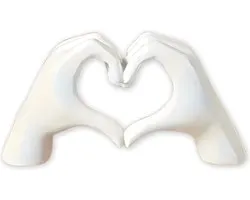 Mauropet® - Love Sign Hands - Wit - Beeld Sculptuur - Beeldje hart - Polyresin - UNIEK!