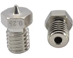 2 stks Upgrade 3D Printer Plated Slijtvaste M6 Draad Messing Nozzles 0.25mm voor 1.75mm V6 Hotend Titan Aero Extruder Prusa I3 MK3S Anycubic I3 Mega 3D Printer (2x0.25mm)