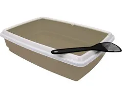 VIN® Open Kattenbak - Kattenbak Met Rand - Kattentoilet Met Schepje - Kitten toilet - Katten toilet - Kittentoilet – Dierentoilet - 44x34x11 cm