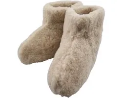 Wollen sloffen - echt schapenwol - heerlijk warm - hoog model - beige in maat 41