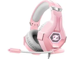 StayPowered Gaming Headset - Ultiem Surround Sound - Noise Cancelling Microfoon - Comfortabel en Duurzaam - Multiplatform Compatibel - RGB LED Verlichting - Stevige Gevlochten Kabel - Roze - Levering Sneller dan Aangegeven!