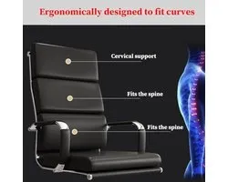 Ergonomic Office Chair with Lumbar Support, High Back Executive Computer Desk Chair, Adjustable Armrests & Recline 90–125°, PU Leather Comfortable Home & Office Seating – Brown