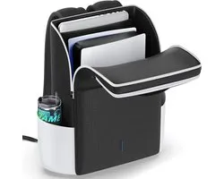 Rugzak voor PS 5 / Slim / Pro-console, volledige bescherming PS5 tas, grote capaciteit PS 5 reistas voor dual controller, PS Portal, laptop, speelkaarten, PS5 rugzak met 3 kabelzakken