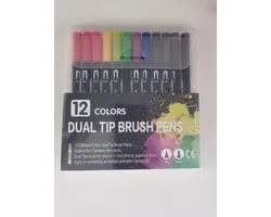12 Stks/set Marker Pen Set Aquarel Pen Borstel Markers Dual Tip Fineliner Tekening