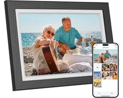 Dragon Touch Frameo Digital Photo Frame 10.1 Inch WiFi Electronic Picture Frame with 32GB Memory HD IPS Touch Screen Automatic Rotation Direct Photo/Video Sharing Family Friends