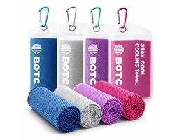 Serviette de sport BOTC Towelling - Serviette rafraîchissante - 100 x 30 cm - Lot de 4 - Serviette glacée - Absorbante - Séchage rapide