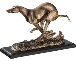 Art Deco Windhond Whippet Hondenbeeld Bronskleurig Decoratiebeeld