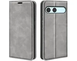 Étui Bookcase de Luxe MobyDefend Sony Xperia 10 VII (fermeture magnétique) - Grijs - Étui pour téléphone portable - Étui pour téléphone compatible avec : Sony Xperia 10 VII