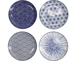 Tokyo Design Studio | Nippon Blue | Set de 4 Assiettes Ø 16 cm | Porcelaine