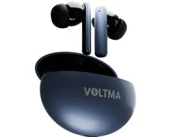 Voltma Sonic Volt Draadloze Oordopjes - Active Noise Cancelling (ANC) & ENC - IPX5 waterdicht - Bluetooth 5.3 Wireless Earbuds Met 4 Microfoons - 45ms low Latency Gaming oortjes - Metalen Behuizing - Geschikt voor IOS en Android - Metallic Blauw