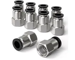 Bwintech 10 Pcs 4mm Buis OD x 1/8" Vrouwelijke BSP Draad Rechte Push in Verbinding Pneumatische Fitting, PCF4-01 Quick - ShopVlot