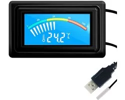 Digitale Thermometer USB-temperatuurmeter pointer display -50~110℃ met Waterdichte sensor NTC-sonde voor Computer Aquarium PC Kas Koelkast Freezer (DC 4~25V)