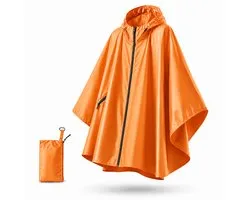 BOTC Poncho - Regenponcho Fiets Dames & Heren - Raincoat Heren - Fietsponcho Fiets - Unisex - Hood en Snap - Waterdicht - Oranje