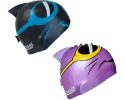 zoggs character swimming cap - set of 2 - lila/violet & black/blue