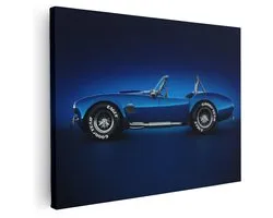 Artaza Canvas Schilderij Shelby Cobra - 160x120 cm - Groot - Wanddecoratie Auto - Muurdecoratie Blauwe Sportwagen - Schilderijen Op Canvas