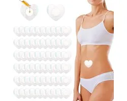 60 patchs d'huile de ricin - pansements ombilicaux - patchs d'huile de ricin en forme de cœur pour le nombril -- idéaux à emporter - au bureau - à la maison - à l'école - - 7,7 cm - bienfaits pour la santé - thérapie naturelle - indispensable