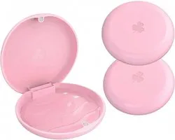 Beugeldoos met beugelsluiting, Dento Box, raildoos (ook voor bijtrail, knarschaarrail) 2 stuks KFO box (roze).