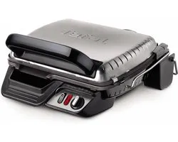 Tefal Ultra Compact 600 Comfort GC3060 Contactgrill - Barbecuestand - Regelbare temperatuur - Uitneembare Anti-aanbakplaten - Vet opvangbak - Verticaal opbergen - 2000W - RVS