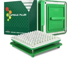 Capsule vulmachine maat 000 met gedetailleerde instructies voor het vullen van gelatine of vegetarische kapsels