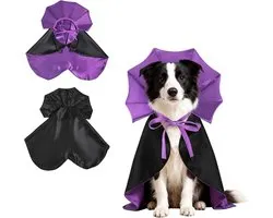 Cape de vampire pour chat - costumes d'Halloween pour animaux, cape pour chiens et chats, manteau de vampire pour cosplay d'animal & accessoires de costume pour fête d'Halloween (Violet, M)