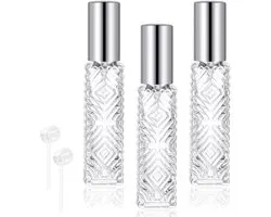 SnelShoppen - 3 Stuks Perfume Atomiser Glas 12ml - Refillable Atomizer Flesjes - Hoogwaardige Glazen Parfumflessen met Pipetten - Ideaal voor Reizen e