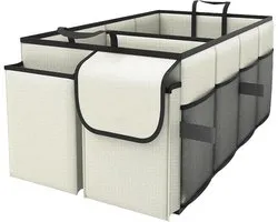 Kofferbak Organizer Auto - 46L - Opvouwbaar - Met Vakken - Waterdicht – Inklapbare Opbergbox met Stevige Basis – Autostoel Opbergbox - Voor Achterbank - Beige