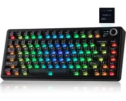 EPOMAKER x AULA F75 MAX - Noir - Clavier mécanique sans fil - RGB - 75% - QWERTY - Clavier de jeu - Commutateur Leobog Reaper
