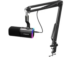 Maono - PD100XS - Microphone de studio USB/XLR - Avec bras flexible (66cm !) - Convient pour PC/PS4/PS5 - Surround RGB - Podcast - Gaming - Streaming - Zwart
