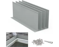 Gutter Valley Splash Guard, aluminium regenomleiding dakgoot spatschermen voor vallei, hoek of recht, 25 cm elk (4 stuks grijs)