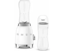 SMEG PBF01WHEU Personal Blender - Smoothie Blender To Go - 300W - 2x 600 ml Tritan™ Renew Drinkflessen - 2 Snelheden - '50s Style - Wit