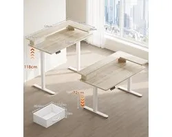 Electric Desk OffiGo ProLift 120x60 cm – Ergonomic Height Adjustable Sit-Stand Desk with Drawer & USB, Modern Beige, Complete Maple Surface for Home Office, Study & Gaming
