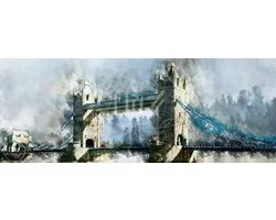 Production 100% néerlandaise! │ Peinture de diamants │ Aquarelle Panorama Tower Bridge London │ Taille 160 x 60 cm │ Peinture de diamants Package Mature │ Full Cover │ Square │ Full │ Flitzz Peinture de diamants