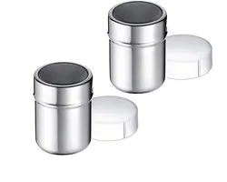 2-Pack Powdered Sugar Sifter Shakers – Stainless Steel Cocoa & Matcha Powder Dusters – Fine Mesh Flour & Coffee Sprinkle Containers.Zilver-5*5*7cm