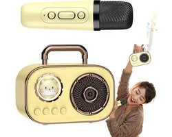 Karaoke Machine - Zing Installatie - Feest Entertainment - Twee Microfoons - 14.4 cm Hoog - Geel