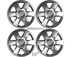Wieldoppen set 15" passend voor PEUGEOT PARTNER zilver + chroom ring. Set a 4 stuks (0337)