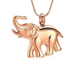 Cremation Jewellery for Ash Elephant Shape Stainless Steel Keepsake Memories Medallion Urn Necklace for Animal/Man - ShopVlot