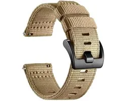 Strap-it Nylon bandje met gesp geschikt voor TicWatch Pro 5 Enduro / Coros Nomad / Coros Apex 4 46mm / Garmin Venu X1 - Khaki