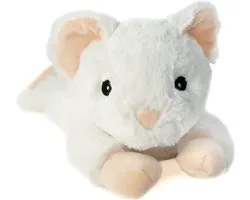 Habibi Warmte/magnetron opwarm knuffel - Muis - wit - 30 cm - pittenzak